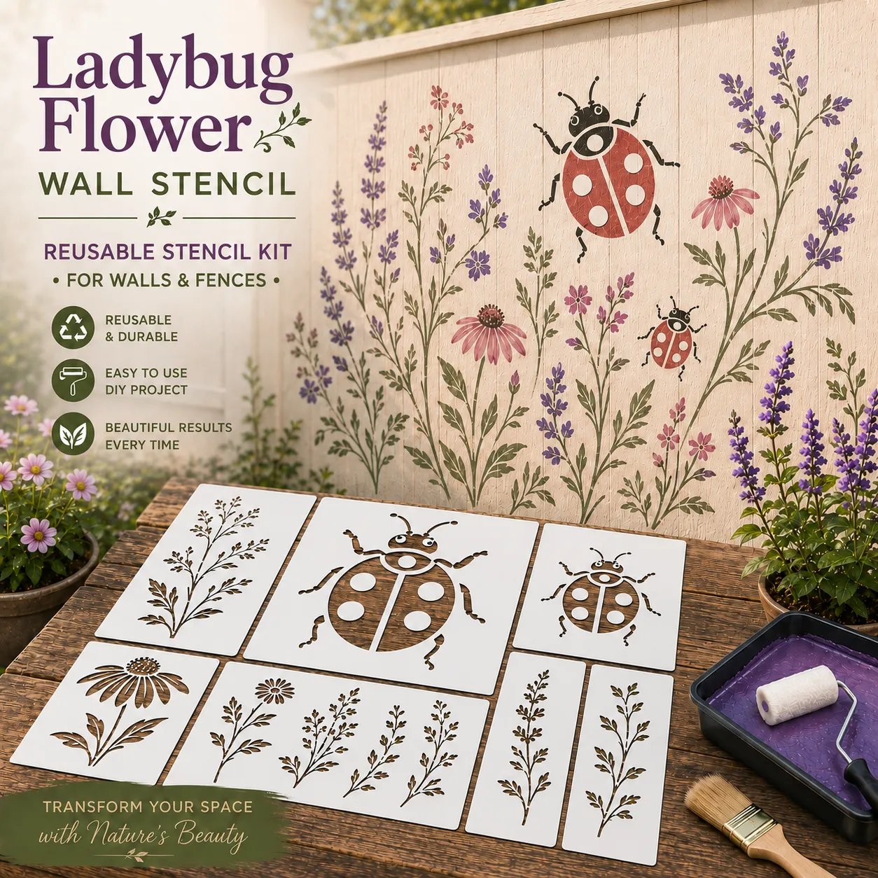 🔥Last Day 49% OFF 🌿Garden Bloom Wall Stencil Kit✨