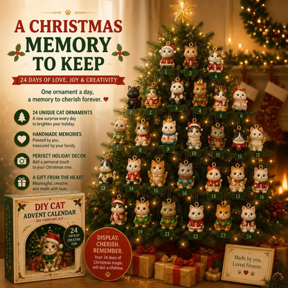🐱 DIY Cat Advent Calendar 2026 – 24 Days of Painting Magic, Create Your Own Christmas Cat Ornaments
