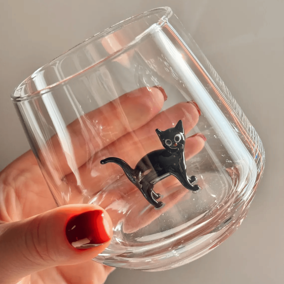 🐱 Handmade Glass Cat Wine Glass