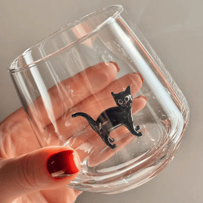 🐱 Handmade Glass Cat Wine Glass
