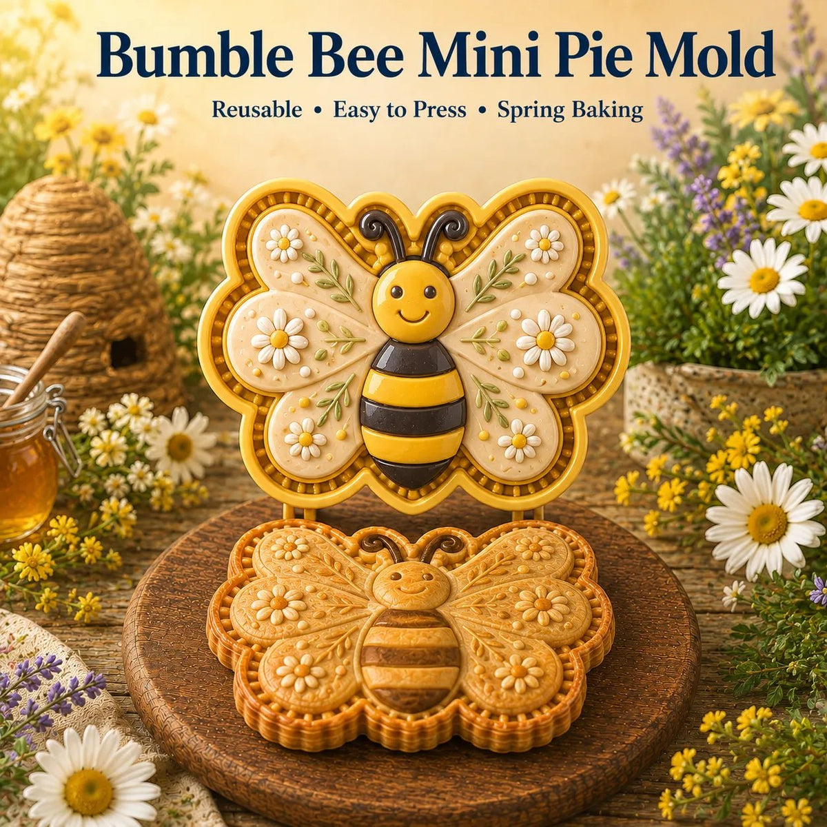 🎉⏳ Last Day 49% OFF – 🌸 8-Design Spring Garden Mini Pie Mold Collection | Reusable Embossed Molds for Shaping Detailed Bee, Butterfly, Ladybug, Sunflower, Cottage & More 🥧✨