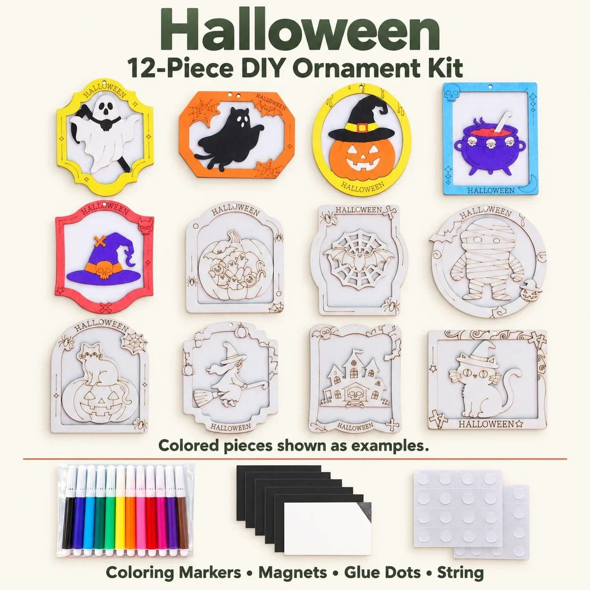 🎨🎄Color Your Own Holiday Ornament Kit — 12 Markers Included
