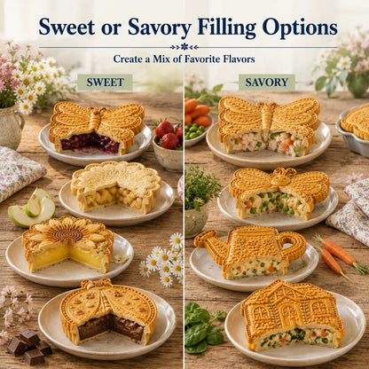 🎉⏳ Last Day 49% OFF – 🌸 8-Design Spring Garden Mini Pie Mold Collection | Reusable Embossed Molds for Shaping Detailed Bee, Butterfly, Ladybug, Sunflower, Cottage & More 🥧✨