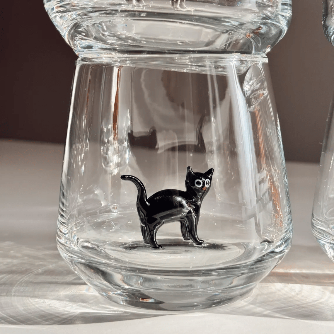 🐱 Handmade Glass Cat Wine Glass