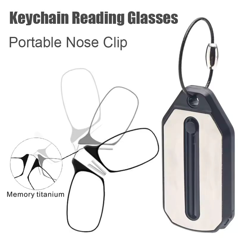Retractable Nose-Clip Reading Glasses Keychain
