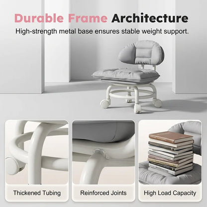 Rolling Low Stool with Backrest – Padded seat & silent casters – Perfect for workshops, garages or studios – comfortable and mobile 🛠️✨