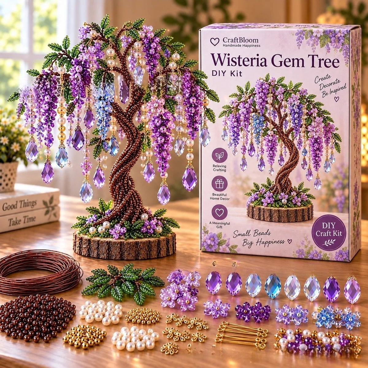 DIY Beaded Gem Tree Craft Kit – Handmade Crystal Tree Home Decor