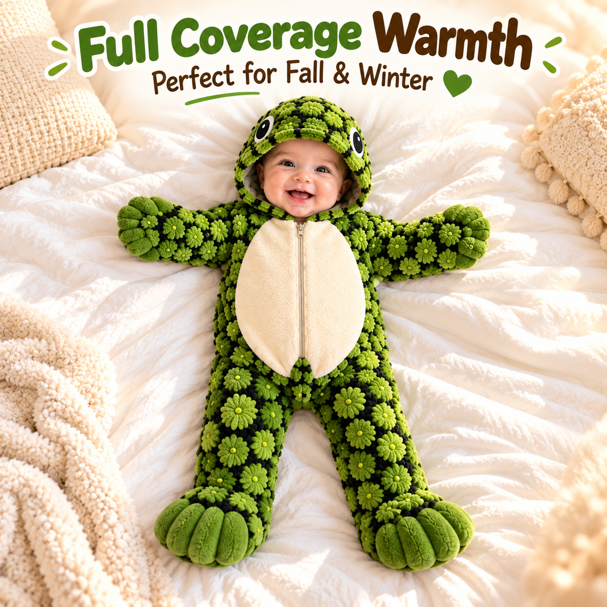 Little Turtle Plush 3D Shell Baby Onesie – Cute Hooded Cozy Romper！！！