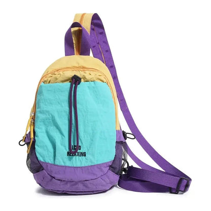 🎒Unisex Lightweight Color Block Nylon Mini Backpack – Compact & Water-Resistant Daypack for Every Adventure! 🌈🚶‍♂️