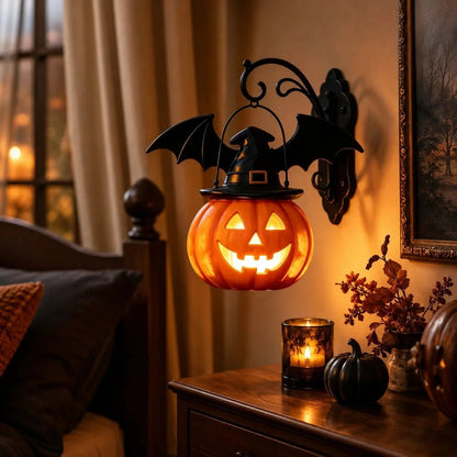 🎉🎃Halloween Early Bird Special Sale 50% OFF🎃 Bat Hat Pumpkin Wall Lamp 🦇