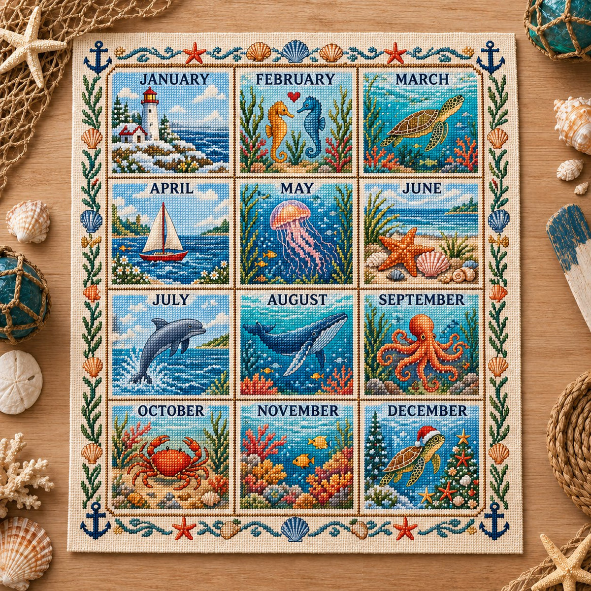 🧵 ✨ 12 Months Through the Year Embroidery Kit — 🪡A Year of Beautiful Stitches
