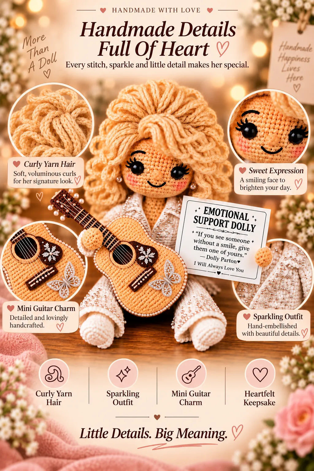 ⏳ Last Day 49% OFF – ❤️ Handmade Emotional Support Crochet Doll | Soft Keepsake with Heartfelt Message for Family, Friends & Meaningful Gifts 🎁