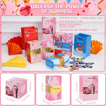 Birthday 20 Bounces Surprise Gift Box with Flying Butterfly Toys