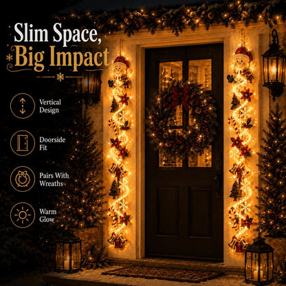 ⏳ Ultimo giorno: 49% DI SCONTO – 🎄 Decorazione natalizia luminosa da porta MerryCascade | 6 design festivi, luce calda, dettagli 3D & decorazione verticale salvaspazio ✨
