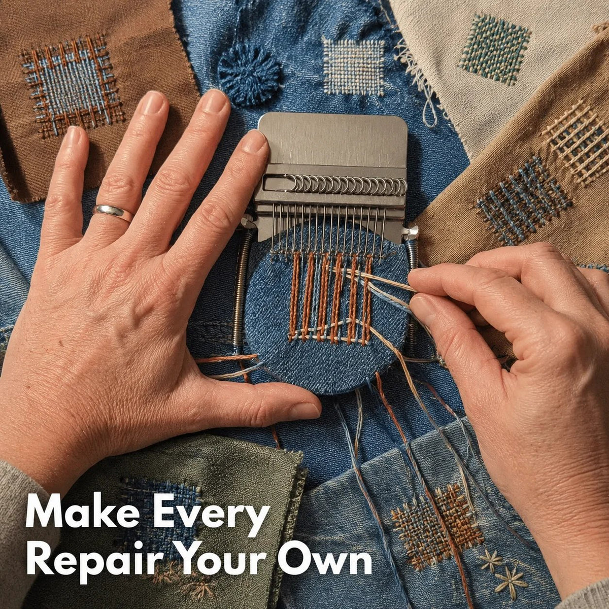 🧶Complete Visible Mending Loom Kit – 16-Hook Clothing Repair Set – Repair Sweaters, Socks & Denim