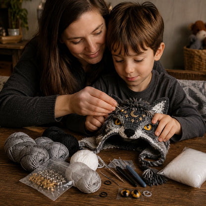 🐉✨ Fantasy Hood Hat DIY Crochet Kit | Premium Soft Yarn Materials with Step-by-Step Guide DIY Handmade Wearable Character Hood 🧶🎭✨