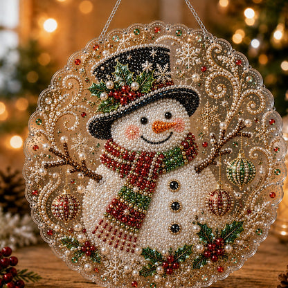 ✨ Christmas Pearl Diamond Art Hanging Ornament Kit | Luxury Flocked Canvas with Scratch-Resistant Non-Fading Pearl Beads DIY Handmade Holiday Hanging Decor 🎅💎