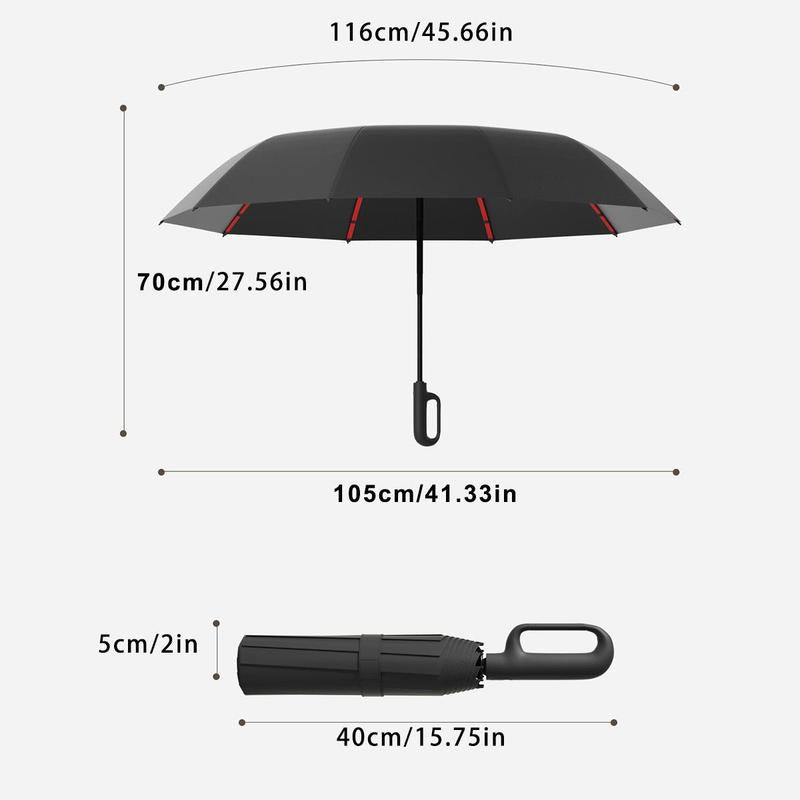 ☔50% OFF NOW! Automatic Folding Umbrella – Windproof Waterproof Compact Travel Umbrella with C-Shaped Hands-Free Hook Handle for Rain & Sun