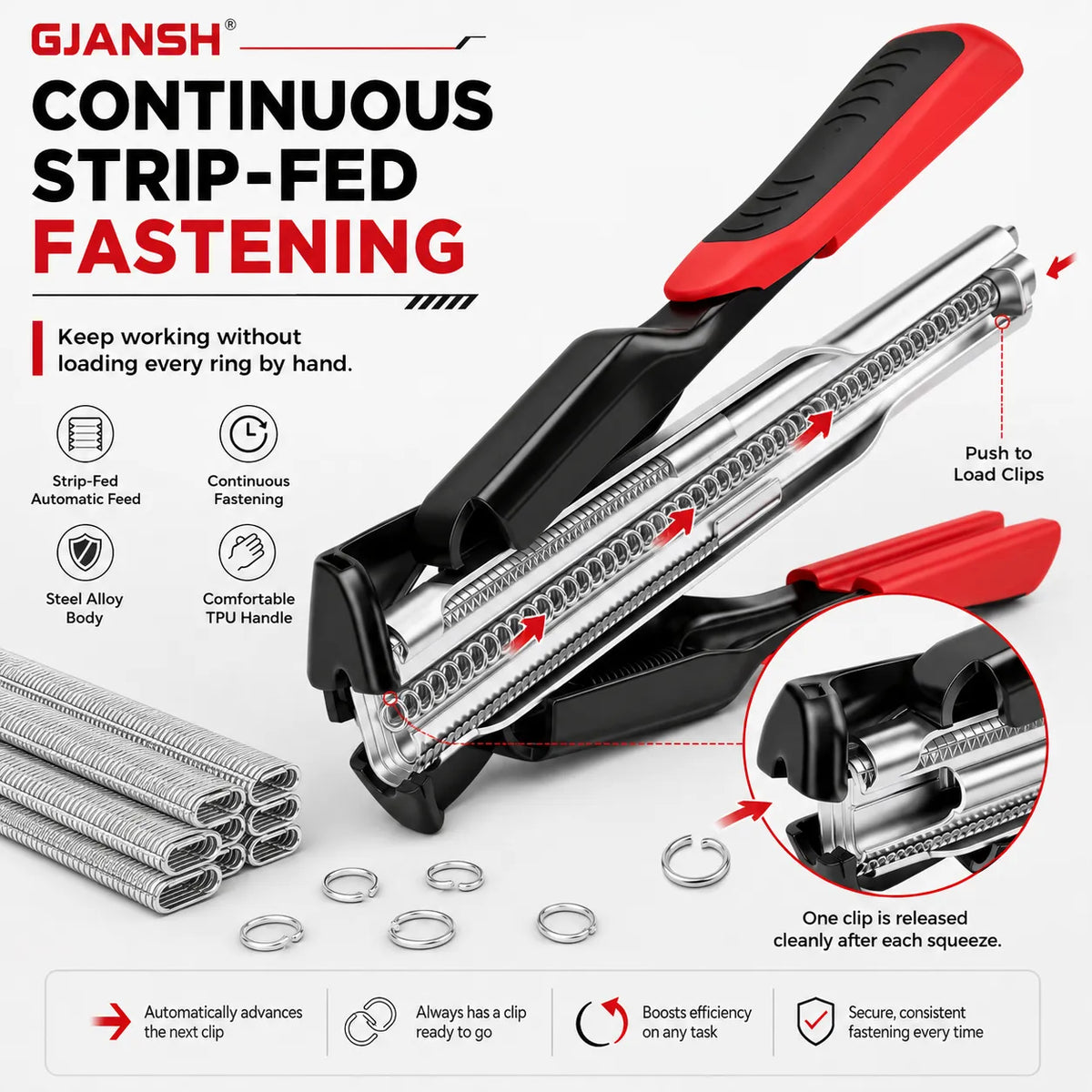 🔧⚡ Rapid-Feed C-Clip Fastening Pliers – One-Hand Auto-Feed Tool for Fences, Cages & Repairs