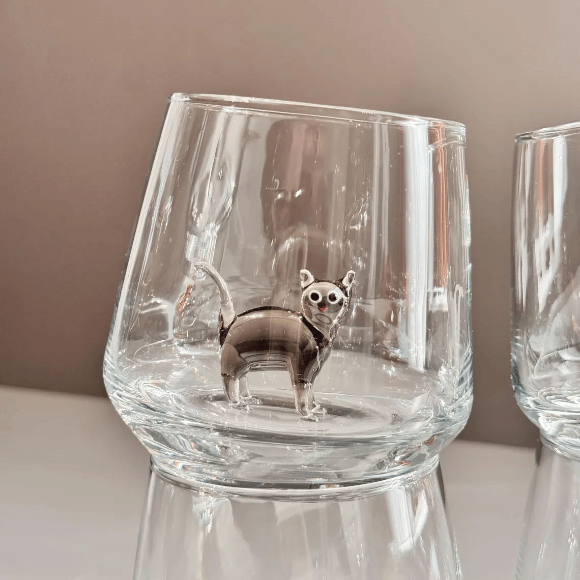 🐱 Handmade Glass Cat Wine Glass