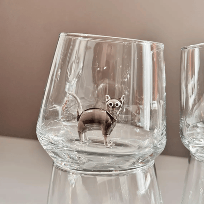 🐱 Handmade Glass Cat Wine Glass