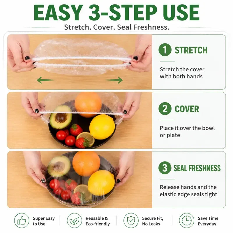 🔥🎁100PCS Disposable Stretch Food Covers for Bowls & Plates