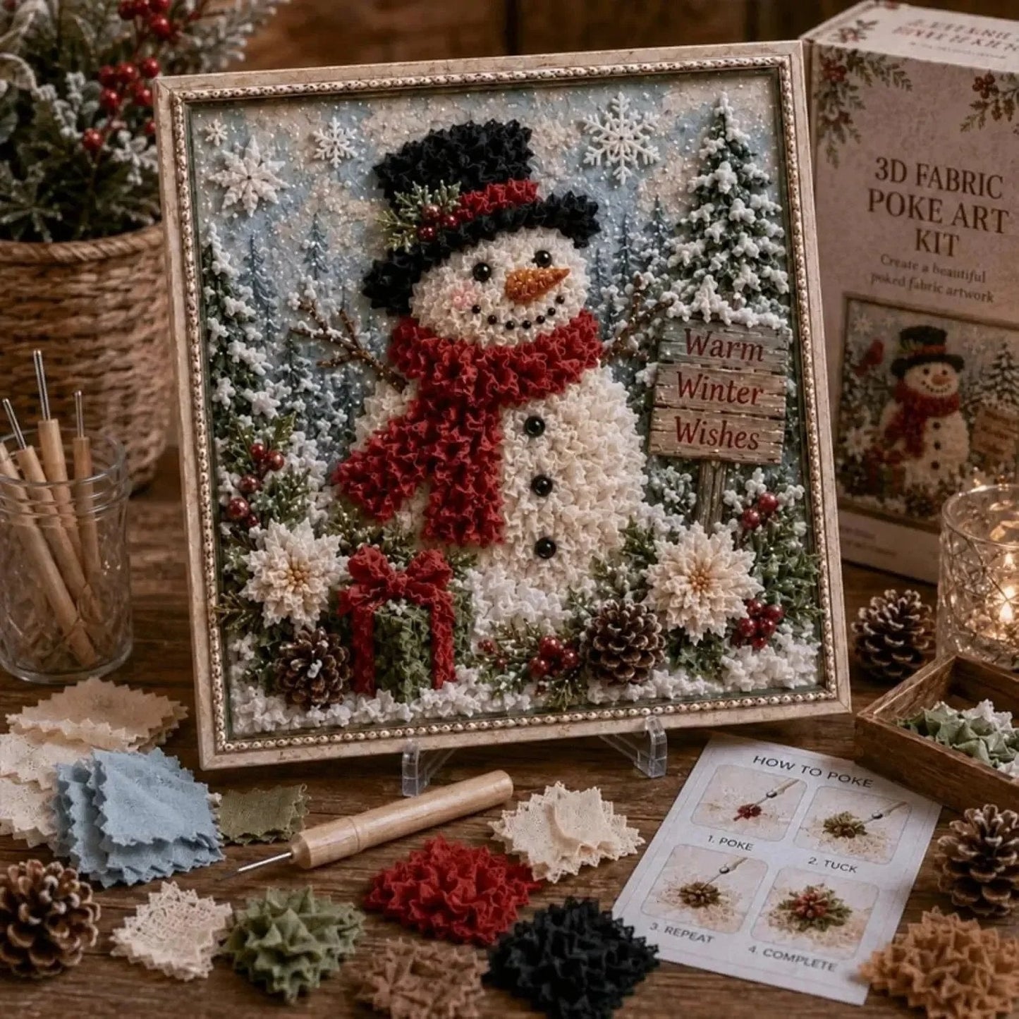 ✨Hot 30% OFF🌹🎄 3D Christmas Fabric Poke Art Kit