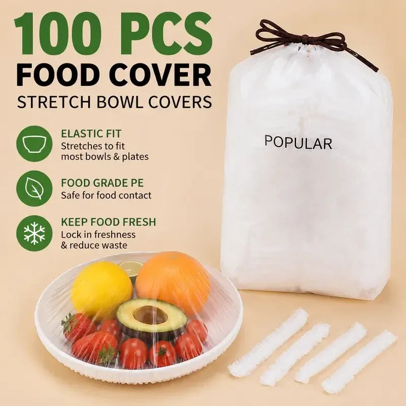 🔥🎁100PCS Disposable Stretch Food Covers for Bowls & Plates