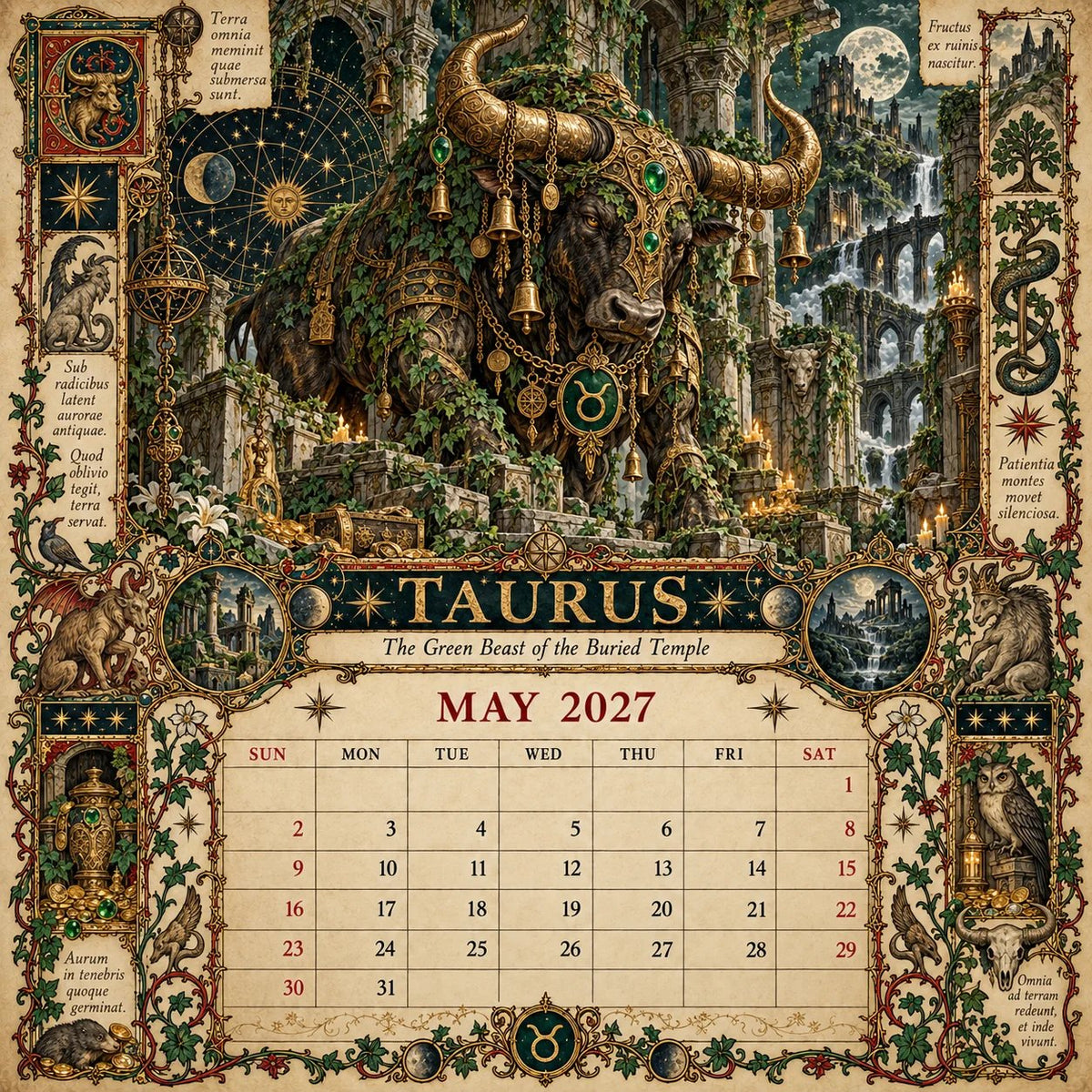 📅✨2027 Zodiac Grimoire Calendar™ | 12 Signs, 12 Forbidden Chapters