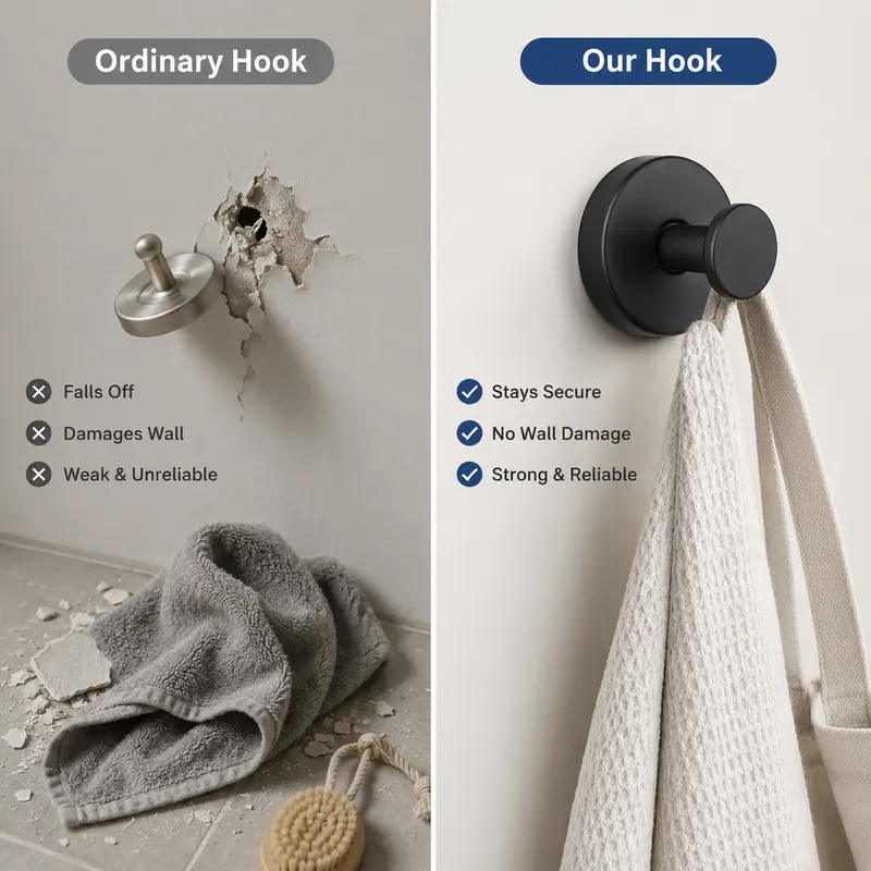 Stainless Steel Finish GripLock Heavy Duty Adhesive Wall Hooks