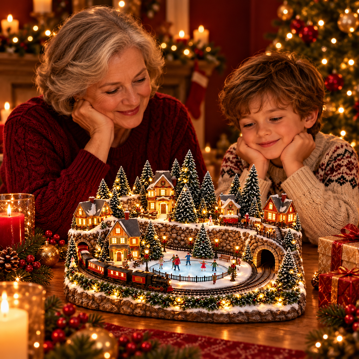 🔥 LAST DAY 557% OFF 🔥 Animated Holiday Train & Ice Rink Scene ✨