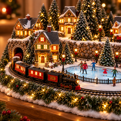 🔥 LAST DAY 557% OFF 🔥 Animated Holiday Train & Ice Rink Scene ✨