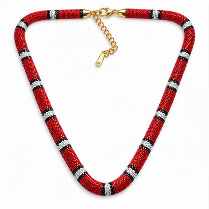 🐍 Serpent Statement Necklace – 18K Gold Plated Gothic Snake Pendant with Sparkling Crystals for Bold Elegance