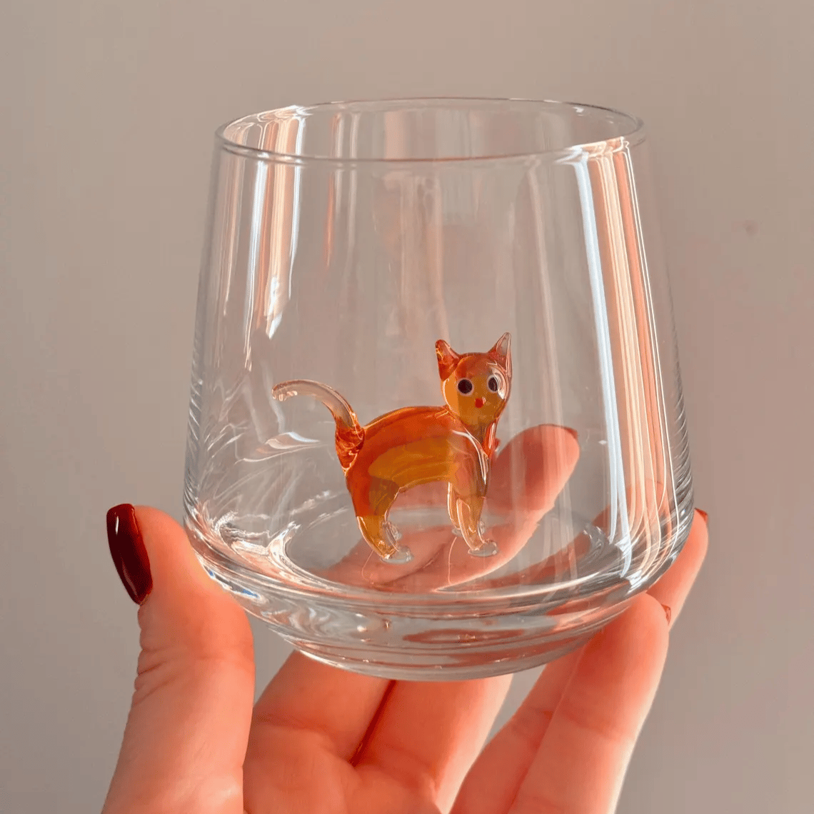 🐱 Handmade Glass Cat Wine Glass