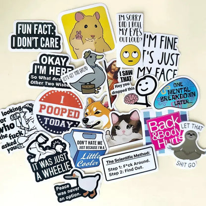 🔥💡130PCS Funny Saying Sticker Pack - Snarky, Sarcastic Bold Humor Vinyl Waterproof Meme stickers for laptop