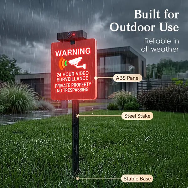 🔥 LAST DAY 40% OFF | Solar LED No Trespassing Security Sign – Rechargeable Outdoor Warning Sign with Stake