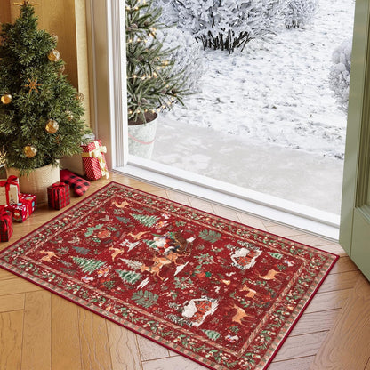 Soft Christmas Tree Santa Claus Carpet Runner