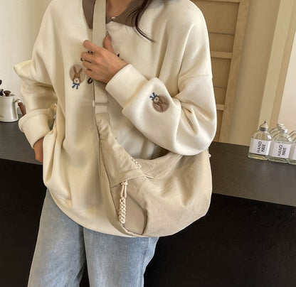 Women's Fashion Plain Color Nylon Crossbody Hobo Bag
