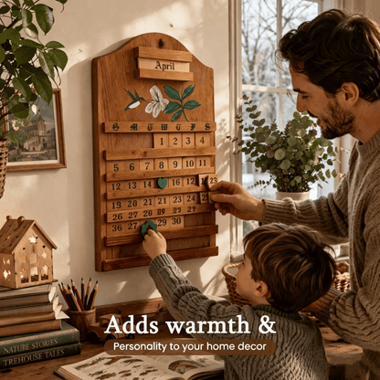 🎉🎄 Festive Wooden Perpetual Calendar