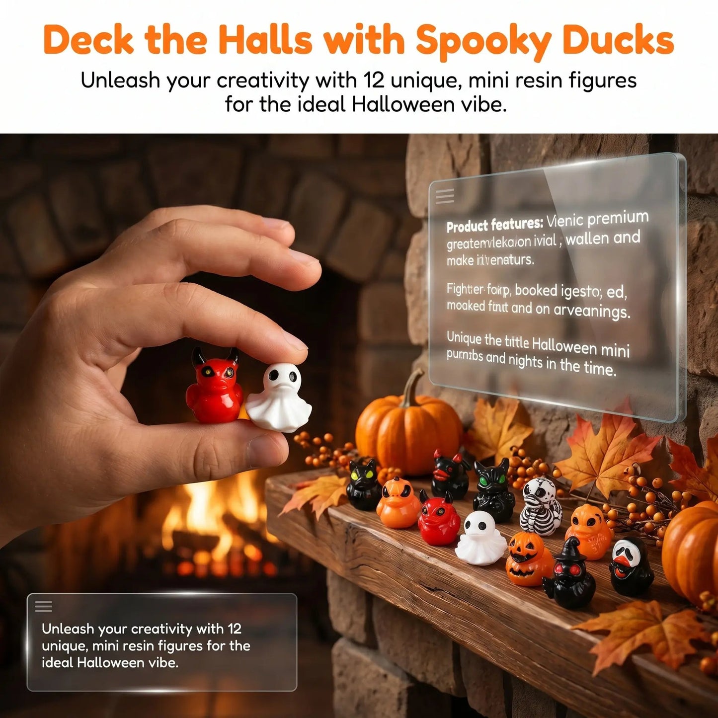 Mini Devil Ghost Skull Resin Ducks – Cute Spooky Halloween & Christmas Desktop Decor