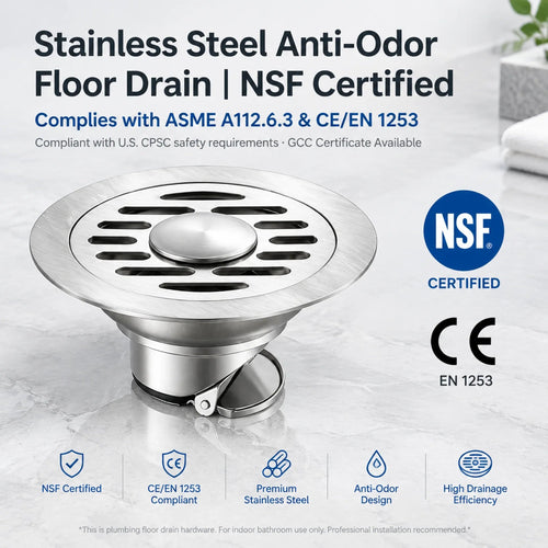 Stainless Steel Floor Drain 🚿 – 3.94' Gravity Seal with Hair Filter & Odor Control