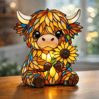 🎉🌻🐮Creative Highland Cow  Sunflower LED Night Light