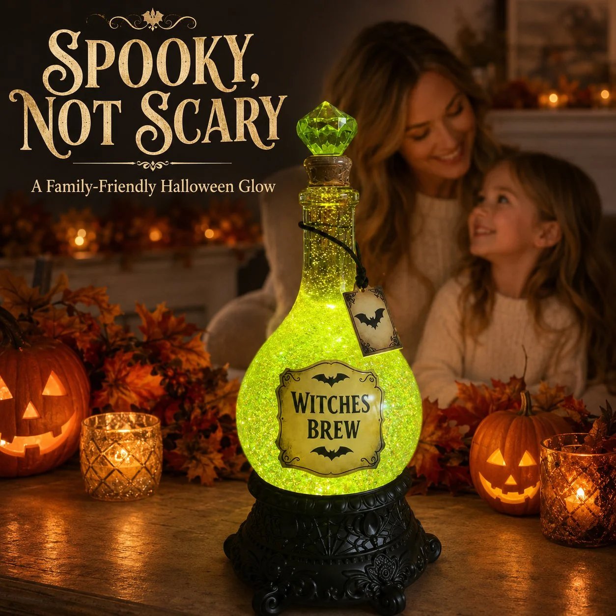 🧙✨Lighted Witches’ Brew Poison Bottle Glitter Globe