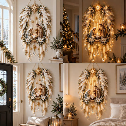 Angel Wings Nativity Light | Illuminated Christmas Wall Decor