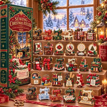 Sewing Christmas Atelier 2026 – 24-Day Countdown Collection with 24 Unique Sewing & Quilting Miniatures, Handmade Holiday Collectible Gift for Sewing Lovers