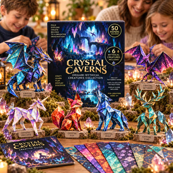 🐉 Fantasy Paper Folding Craft Kit | 4 Magical Worlds with 50 Patterned Papers & Step-by-Step Guide ✨