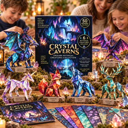 🐉 Fantasy Paper Folding Craft Kit | 4 Magical Worlds with 50 Patterned Papers & Step-by-Step Guide ✨