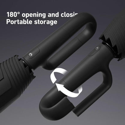 ☔50% OFF NOW! Automatic Folding Umbrella – Windproof Waterproof Compact Travel Umbrella with C-Shaped Hands-Free Hook Handle for Rain & Sun