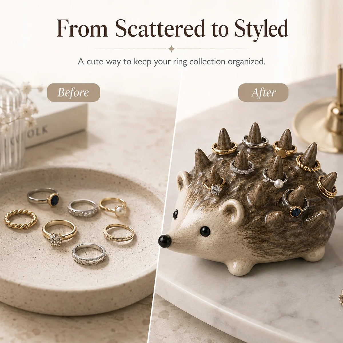 🔥 Handmade Hedgehog Ring Holder – Adorable Ceramic Jewelry Tray & Gift for Her