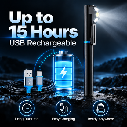 🔦Compact Multifunction EDC Pen Light | 300 Lumens Dual LED Light | Aluminum Alloy Body | USB-C Rechargeable